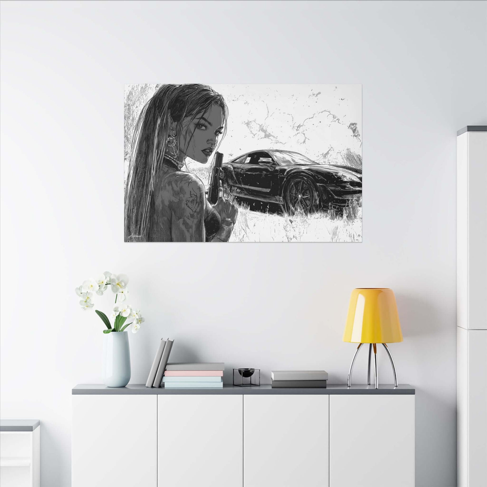 Athena Bellara – character-based minimalist canvas wall art by Arterano