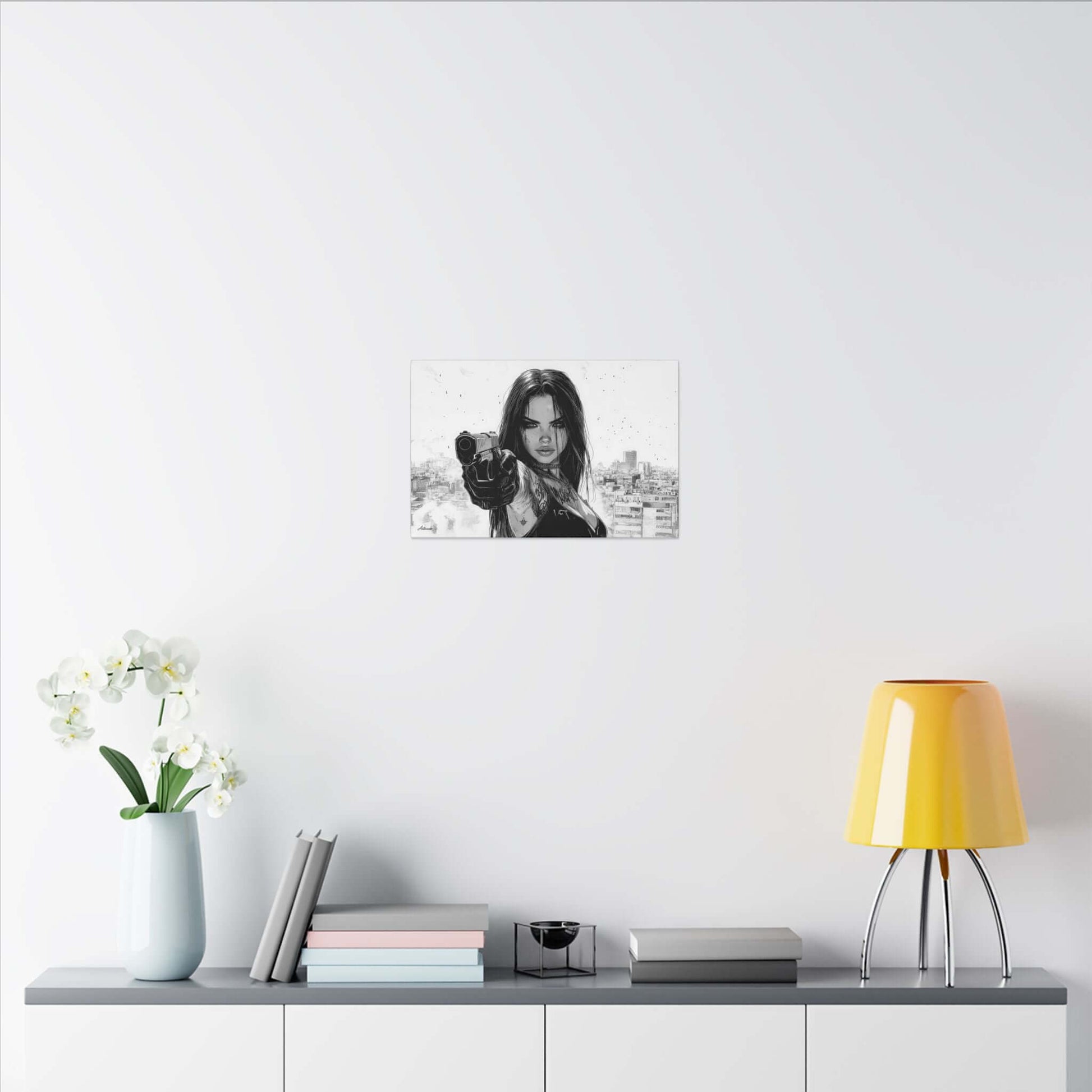 Athena Skyline – character-based minimalist canvas wall art by Arterano