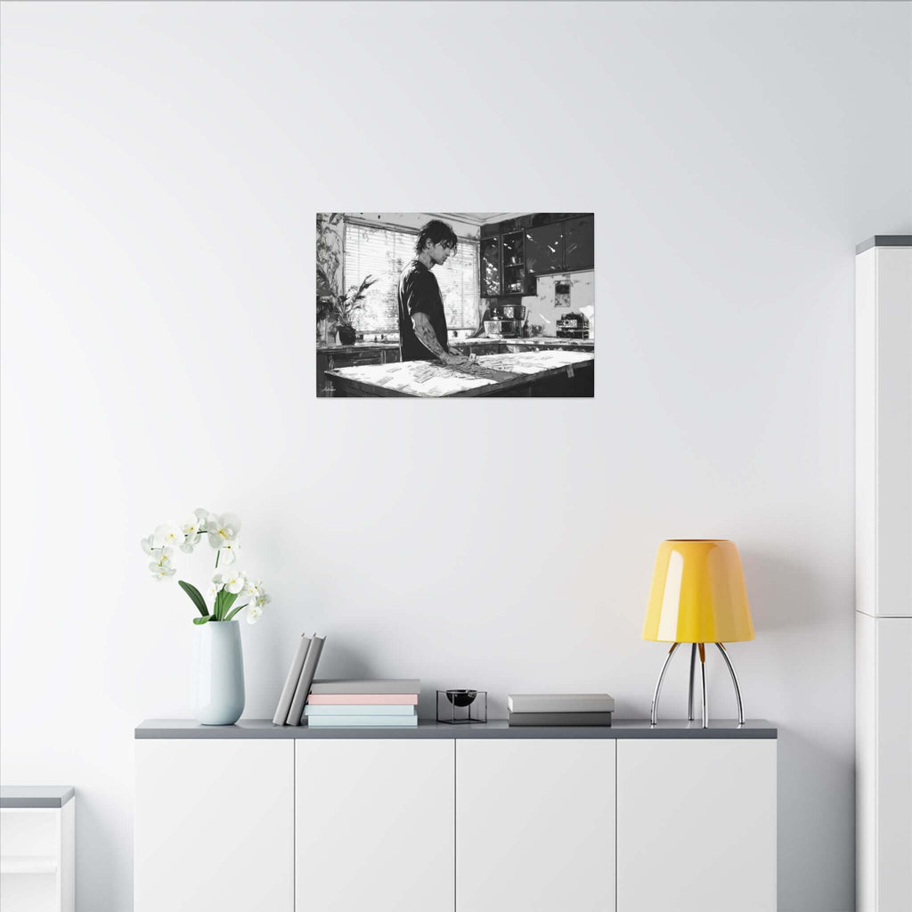 Alexios Váltas – character-based minimalist canvas wall art by Arterano