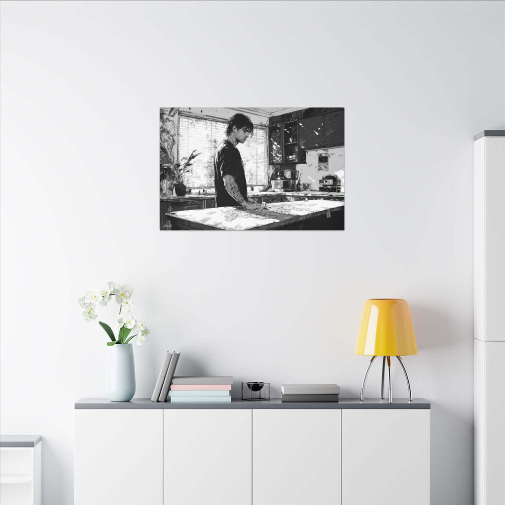 Alexios Váltas – character-based minimalist canvas wall art by Arterano