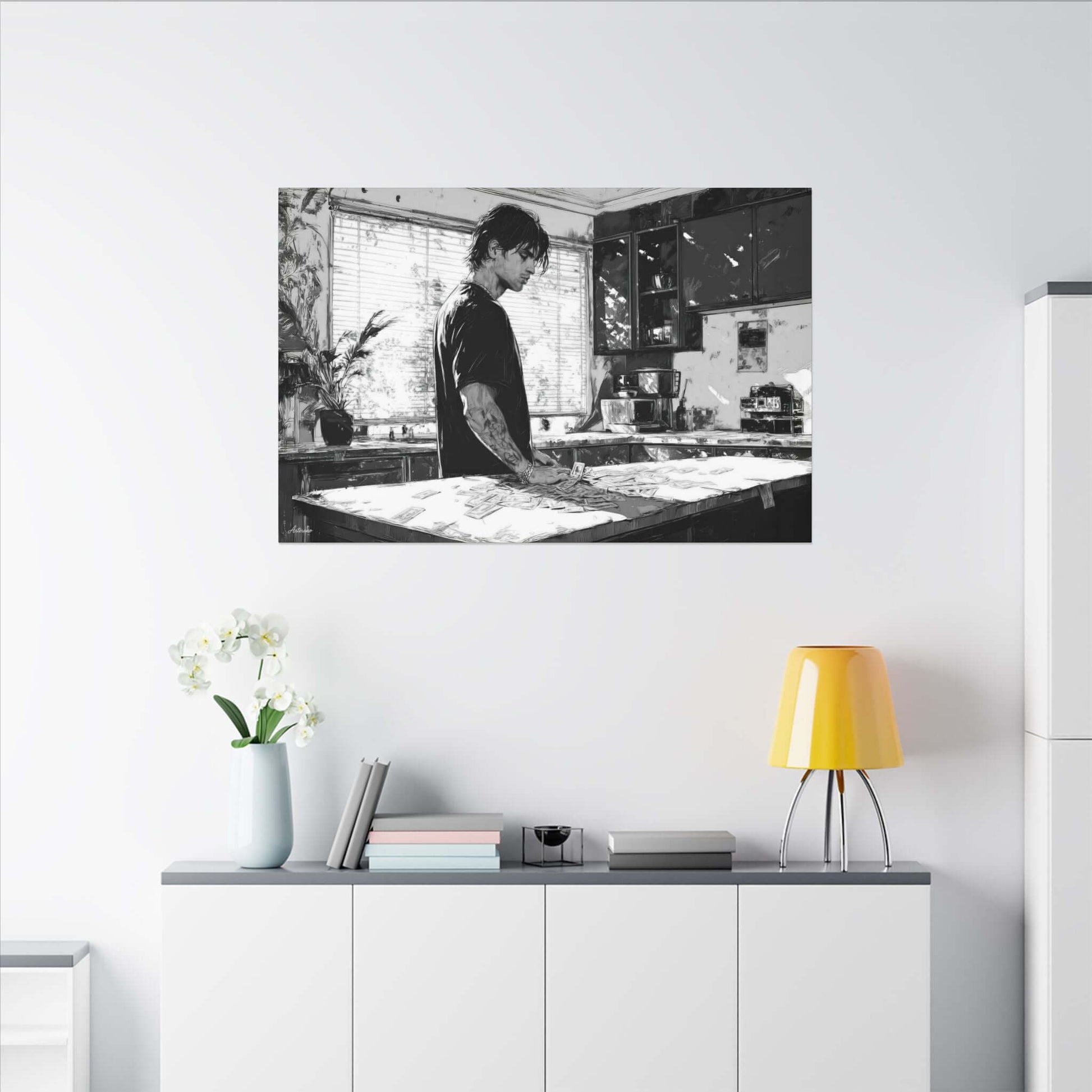 Alexios Váltas – character-based minimalist canvas wall art by Arterano