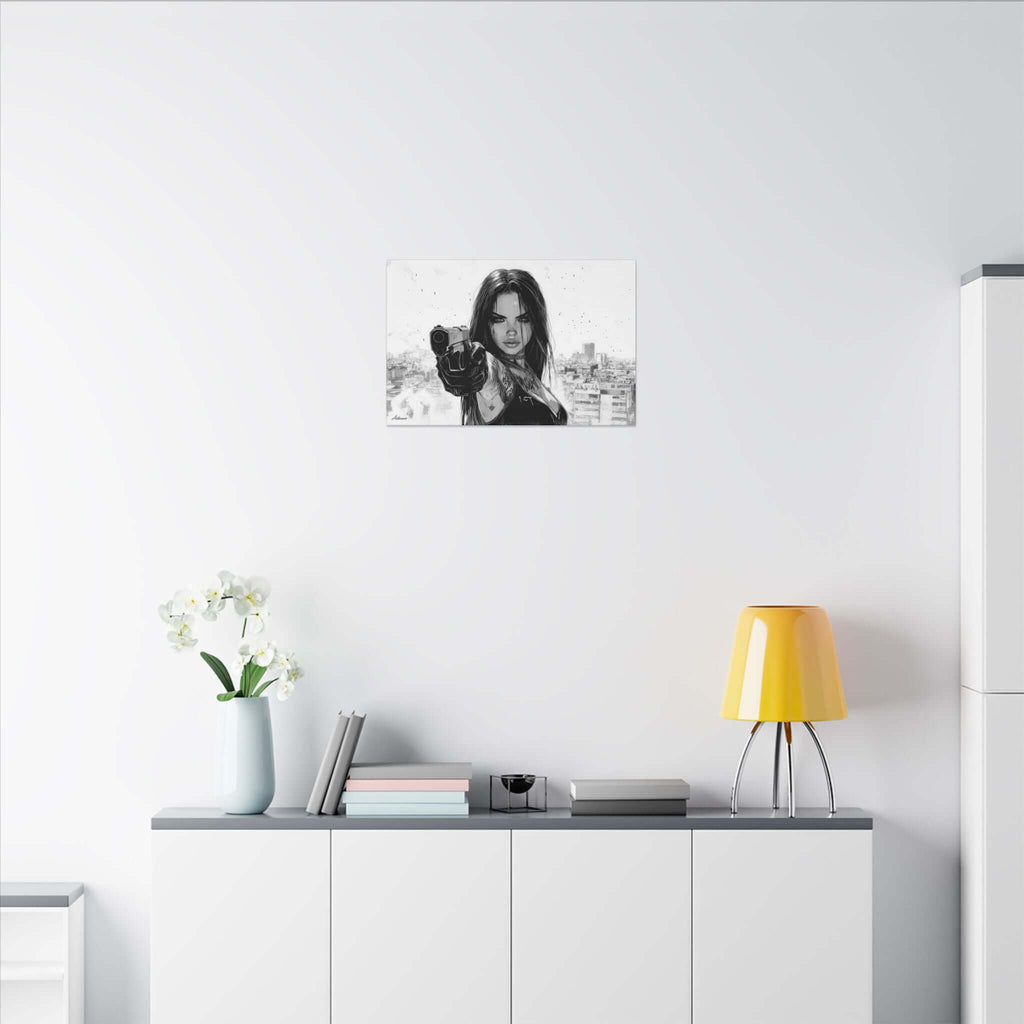 Athena Skyline – character-based minimalist canvas wall art by Arterano